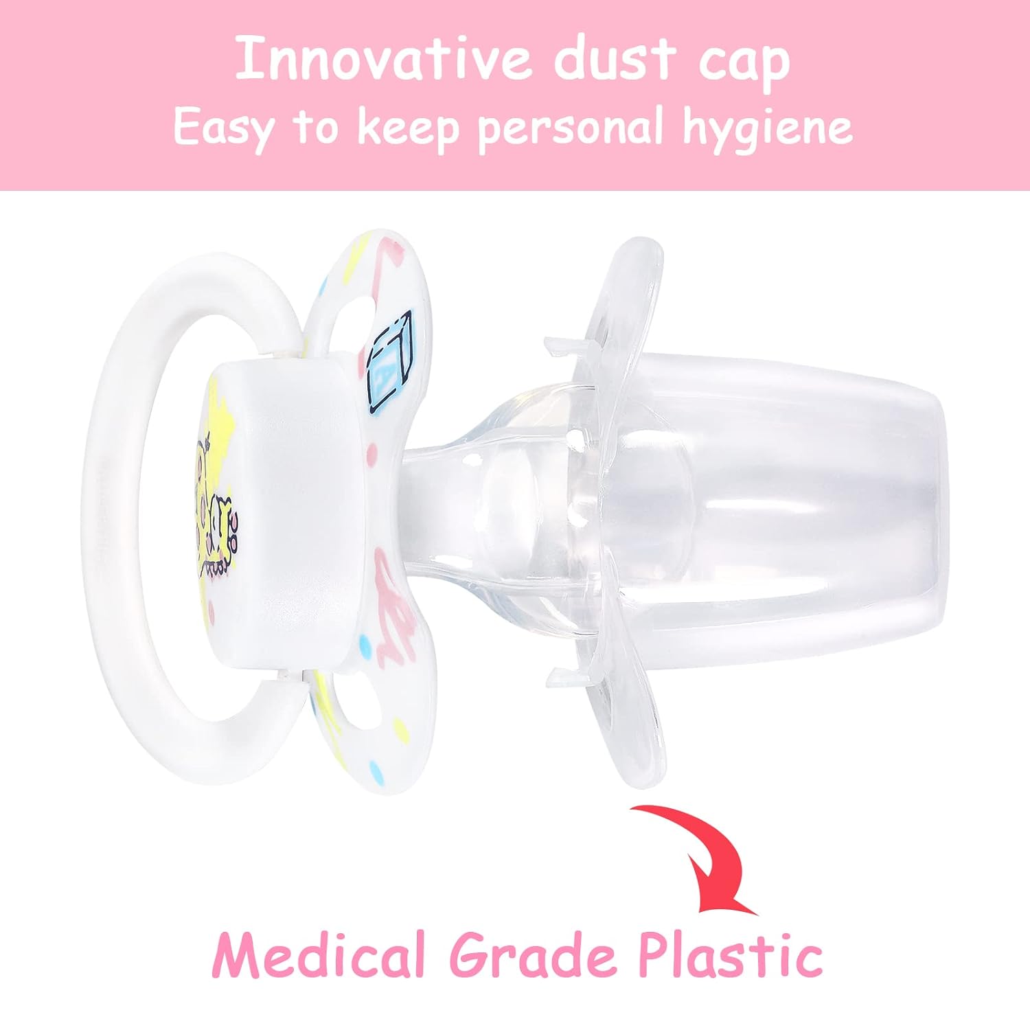 LittleForBig Bigshield Generation-II Adult Sized Pacifier White Vintage Giraffe Pattern - Image 6