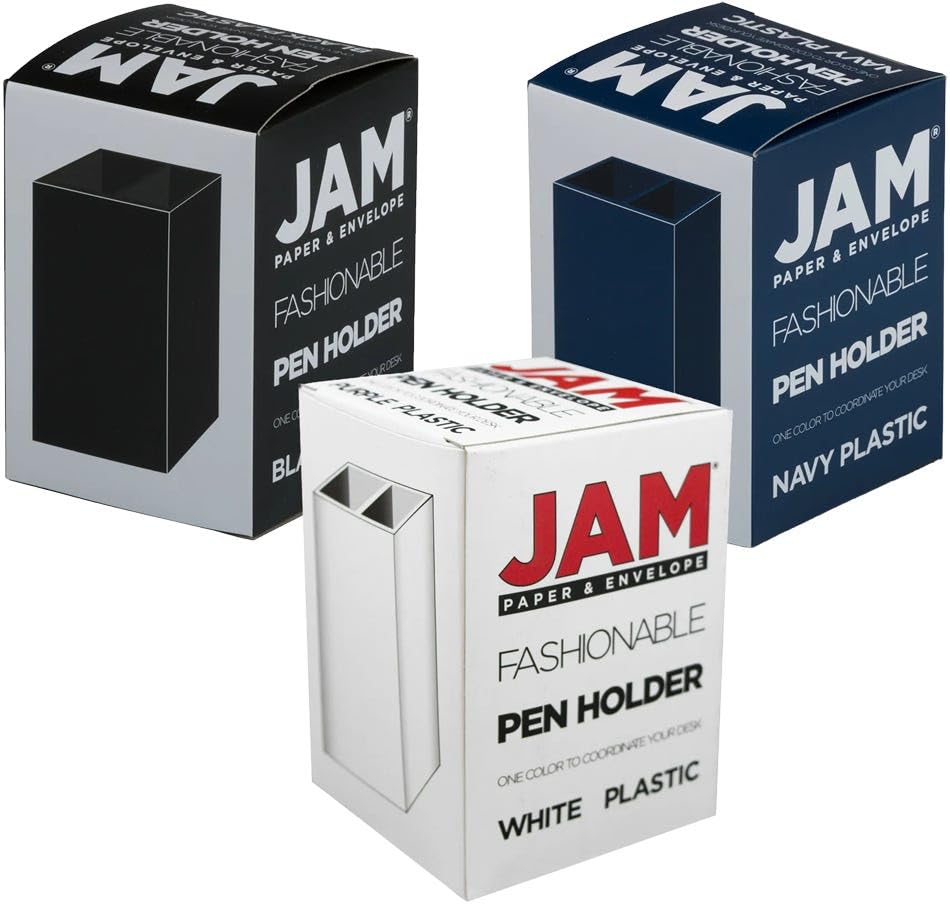 Image of JAM PAPER Plastic Pen Holders - Business Assortment Desktop Pencil Cups - 3 /Pack