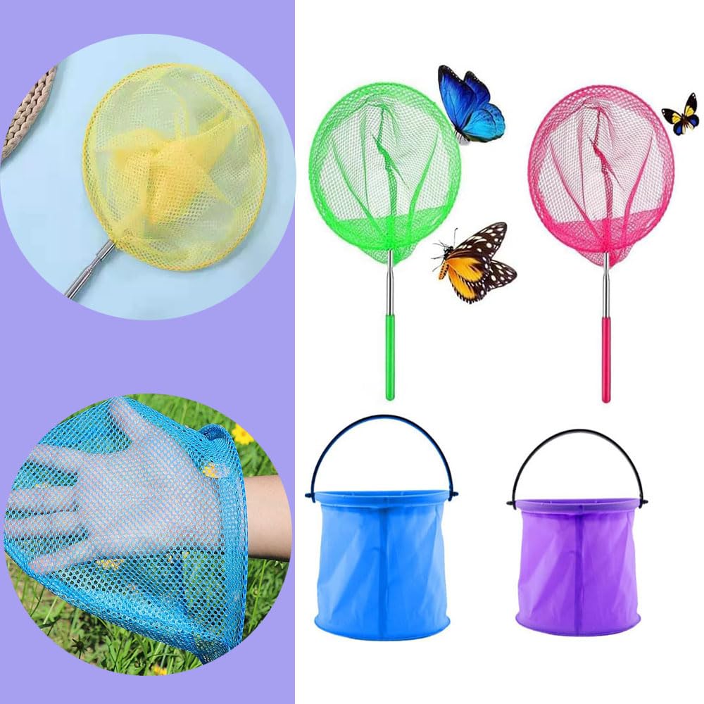 XIAQICA Redes de Pesca Extensibles Cazamariposas con 1 Cubo Plegable XIAQICA Redes de Pesca Extensibles Cazamariposas con 1 Cubo Plegable