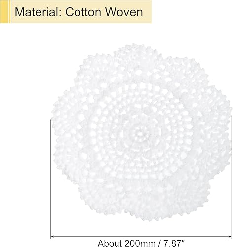 Miniatura 2 de uxcell Posavasos de tela, 4 piezas de 8 pulgadas, de algodón tejido, tapete de encaje bordado con patrón floral para decoración de fiesta de boda