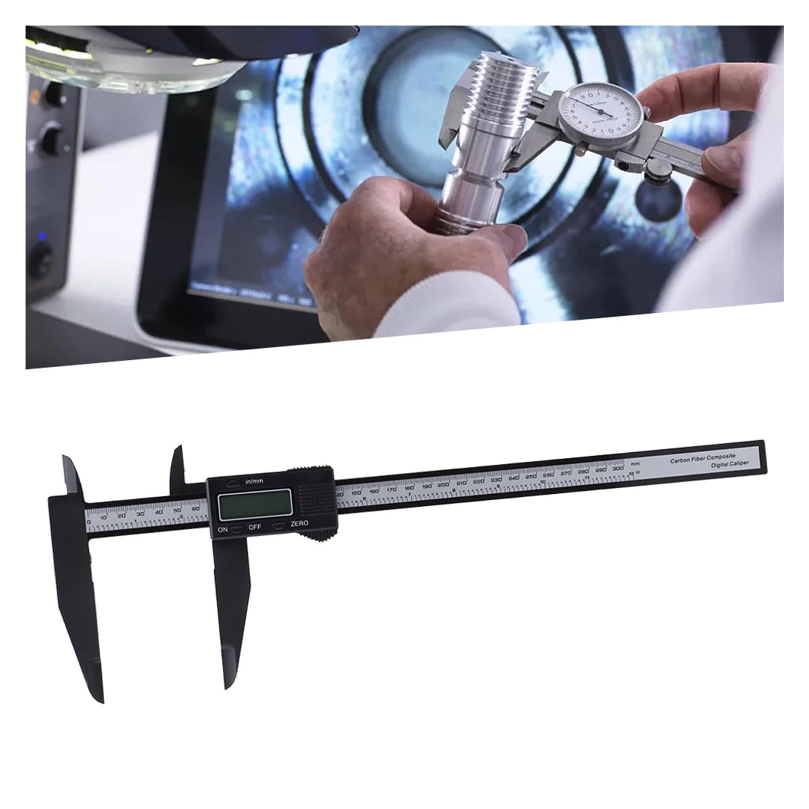 Pies de Rey Calibrador Digital electrónico de 300mm, calibrador Vernier plástico LCD, micrómetro mandíbula Larga, Herramientas medición diámetro Interior y Exterior