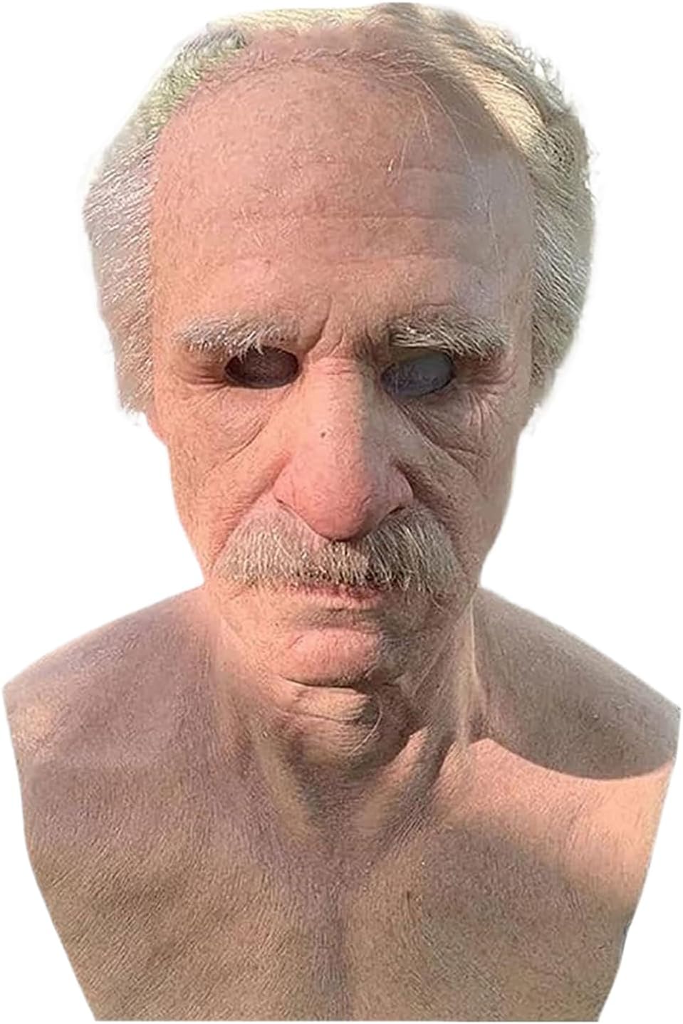 Realistic Old Man Masque, Full Head Costume, Masquerade Accessory with White Hair and Beard, Halloween Masque for Stage Show, Theater Performance, Family Gathering, Festival, Cosplay