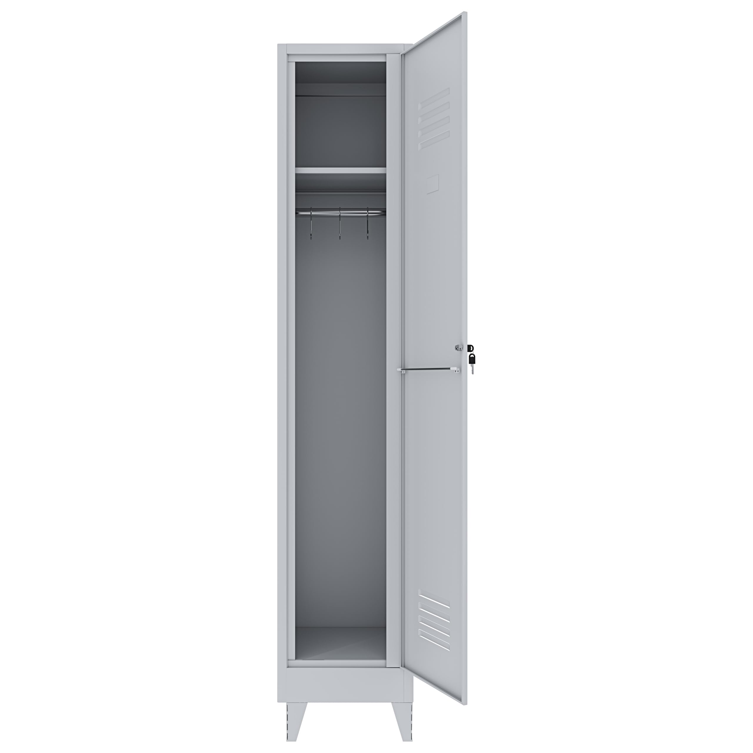 Armadietto Spogliatoio Armadio 1 Anta Slim Sporco Pulito In Lamiera Di Acciaio Salvaspazio Con Chiave Ripiano Appendiabiti Porta Cartellino Per Interno Lavoro Piscina Casa 180 x 34 x 36 Cm Grigio