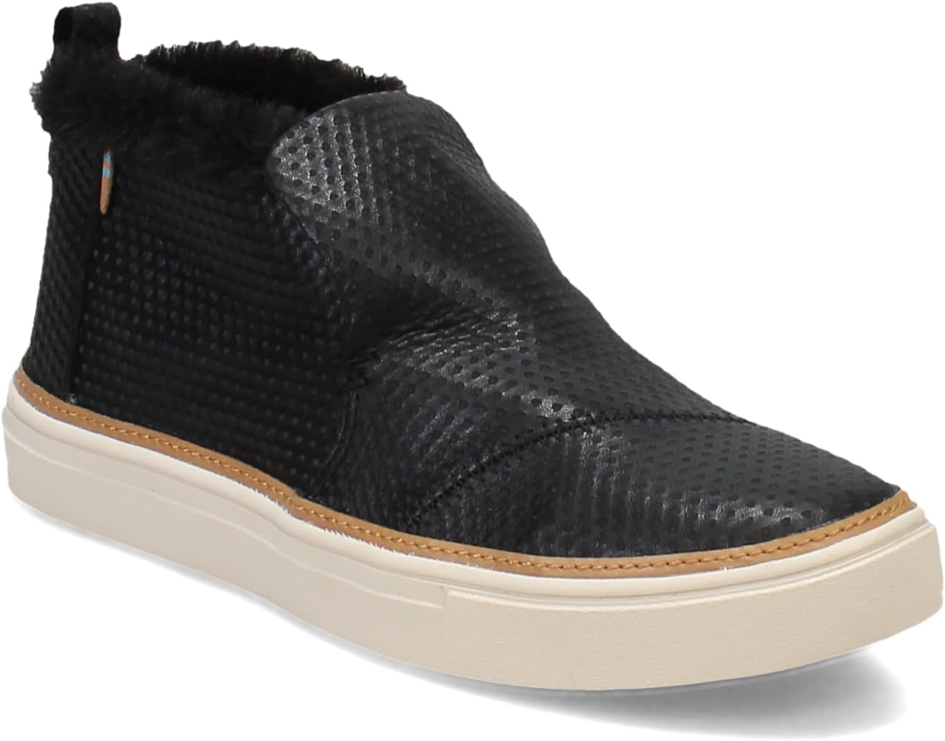 Toms Women's Paxton Sneaker, Black Embossed Leather/Faux Fur,8.5 - Image 2