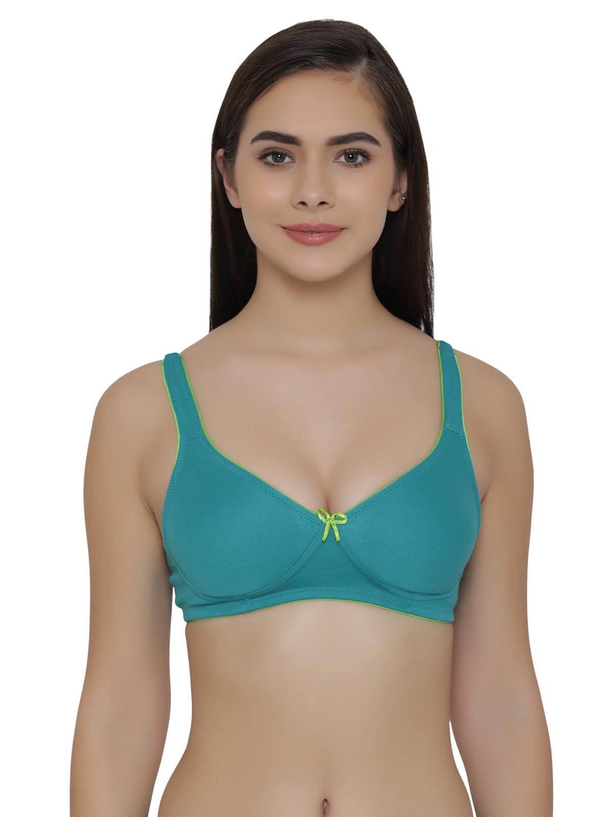 Clovia Women's Cotton Rich Solid Non-Padded Demi Cup Wire Free T-Shirt Bra in Yellow
