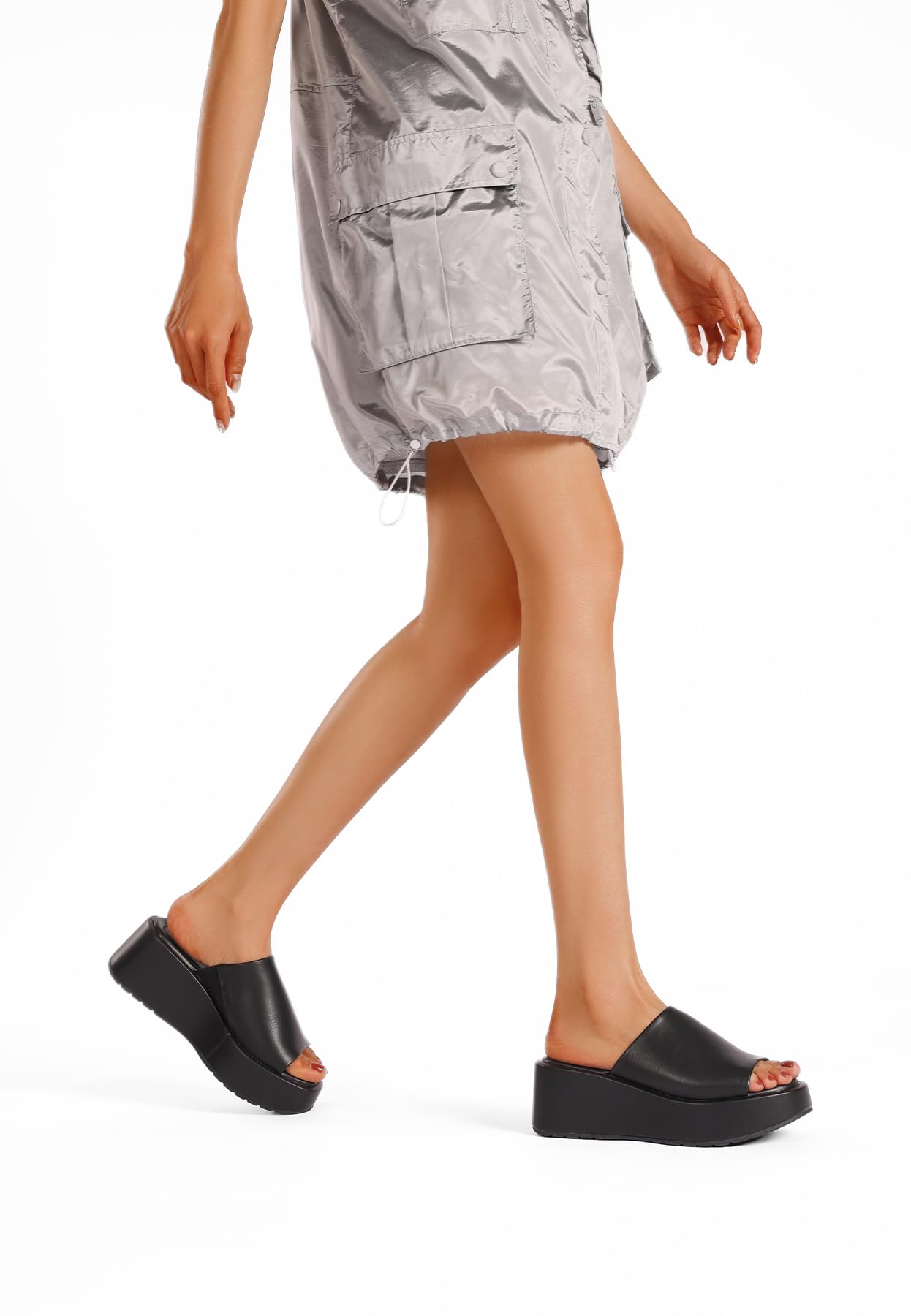 QUEEN HELENA Ciabatte Alte Platform con Zeppa con Sottopiede Ortopedico Donna BZ404