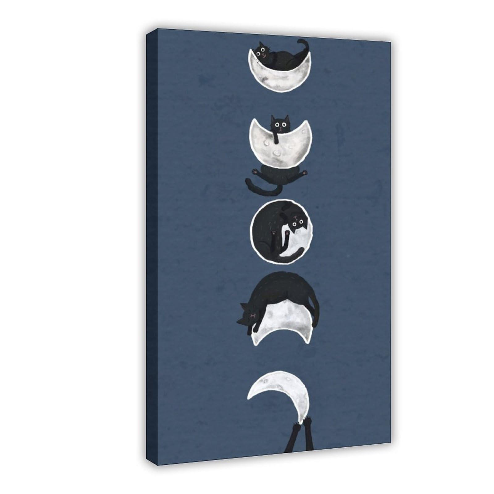 Bareronor Abstract Cat on The Moon Canvas Poster Bedroom Decor Landscape Office Room Decor Gift 24" L X 36" W