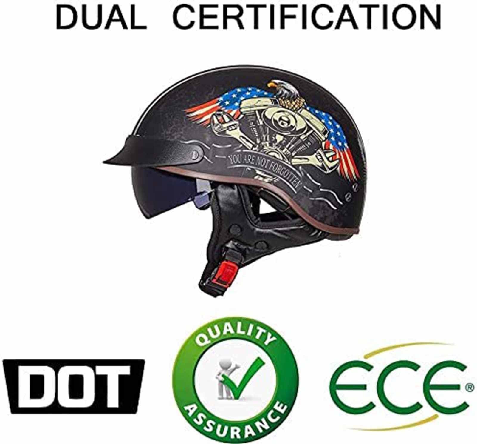 Caschi Cromwell Caschi Jet e Demi-Jet Casco Moto A Mezzo Casco Retrò Casco di Sicurezza per Scooter Chopper Cruiser Certificazione DOT/ECE con Visiera per Adulti