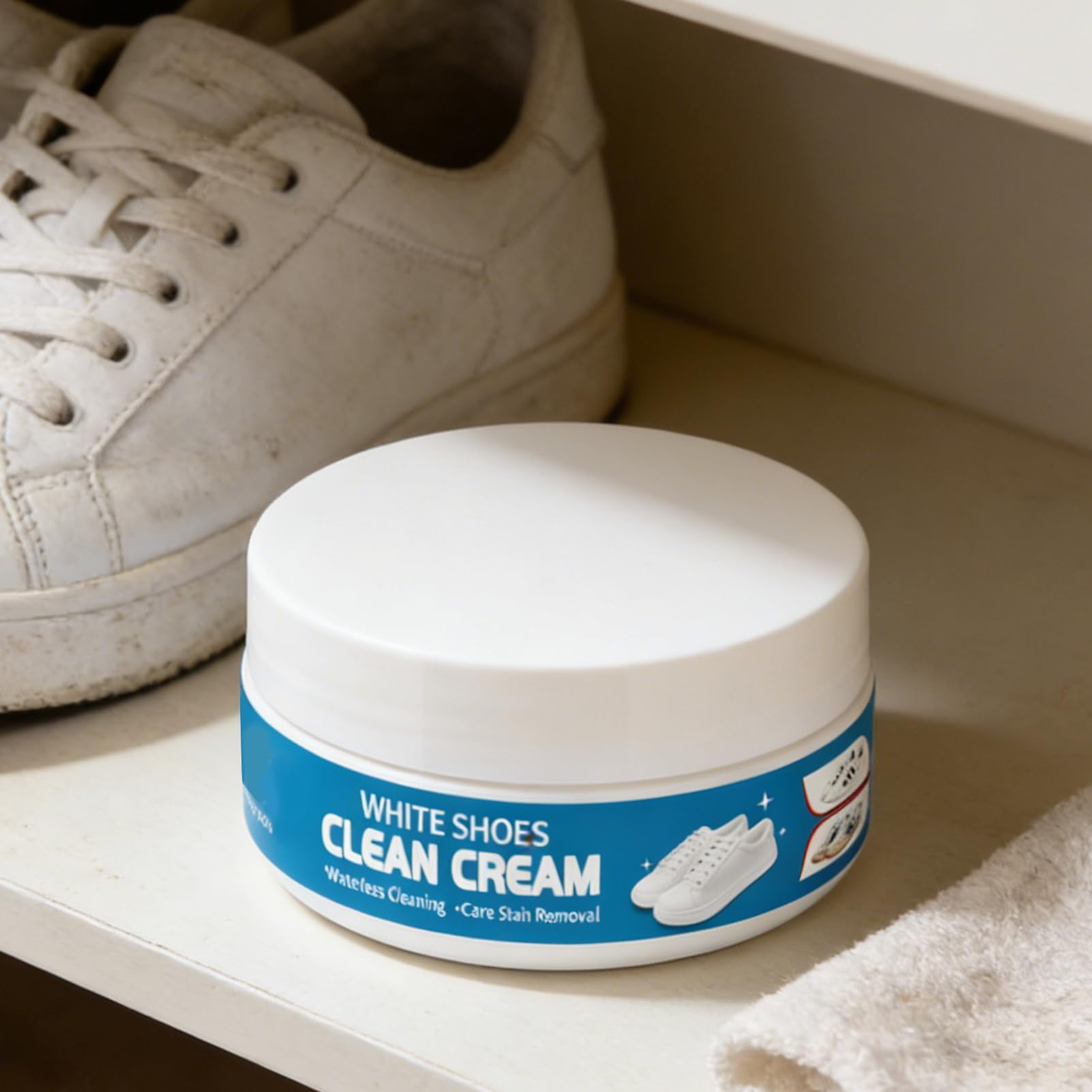 Nettoyant Baskets | Crème Sans Rinçage,Détergent pour Baskets Tennis Blanc,Entretien Taches Cuir Caoutchouc Toile Bottes Intérieur Maison Salle de Bain