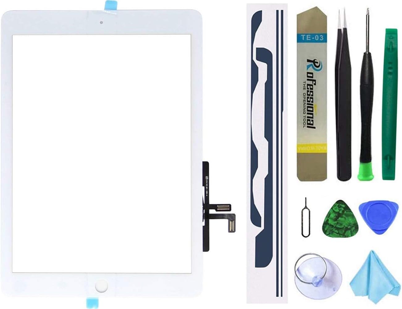 Dedia Black Touch Screen Replacement for iPad 5 2017 9.7 inch, A1822 A1823 A1474 A1475 Digitizer Glass Assembly Without Home Button (not Include LCD) + Pre-Installed Adhesive + Tool kit