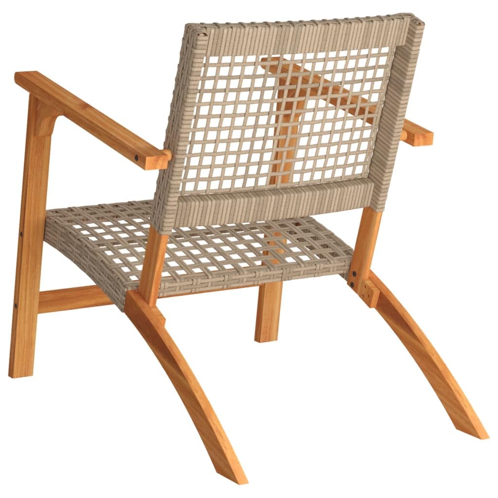 Set 2 Sedie da Giardino Polyrattan Legno Acacia Beige | Sedute da esterno ergonomiche con braccioli in acacia per relax in balcone, terrazzo o giardino.