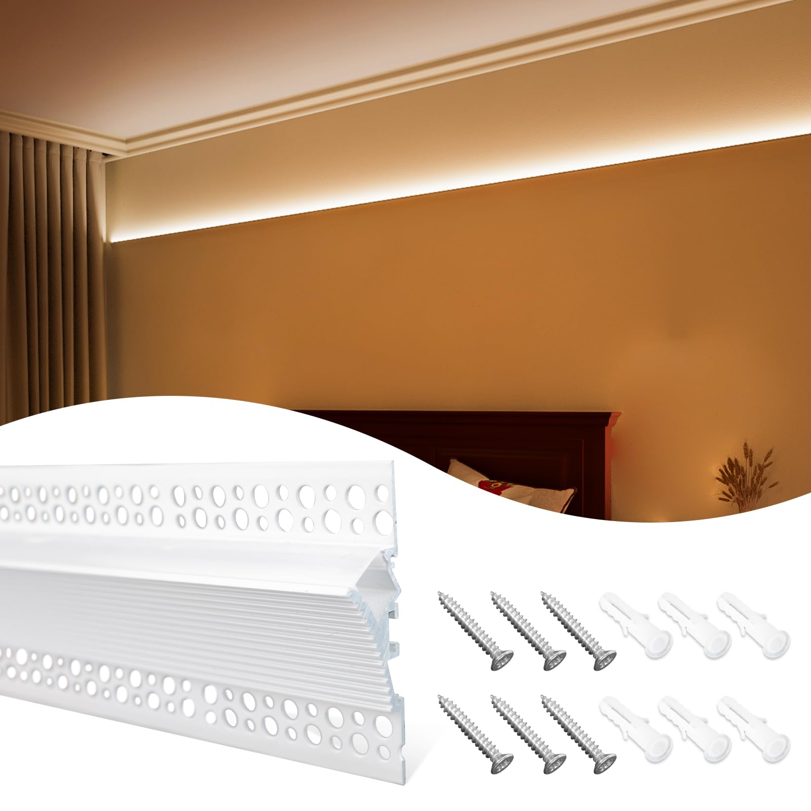 Muzata 5Pack 3.3FT/1M Plaster-in LED Channel Wall Light Decoration Aluminum LED Diffuser Channel with Spotless Milky White Cover Drywall Ceiling U130