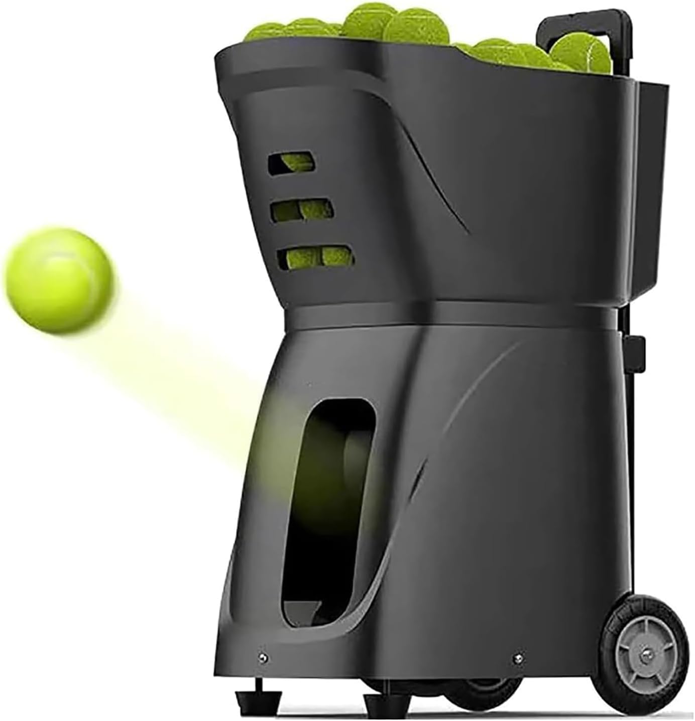 Tennis Ball Machine, Portable Automatic Ball Launcher Tennis Practice Equipment with Remote Control, Mobile App Control(frequency, Speed, Rotation)/100 Large Capacity(Does Not Contain)