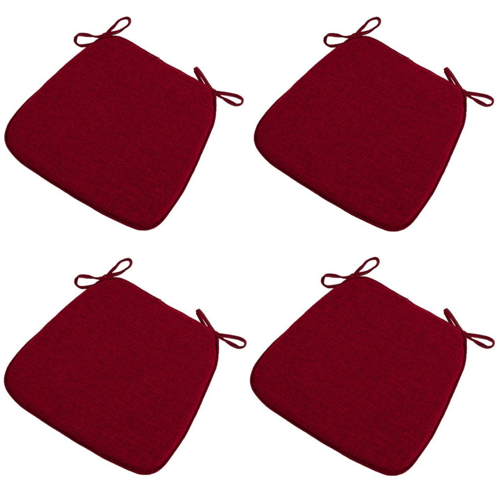 Coussin de chaise antidérapant rouge 45x42 cm pour cuisine et salle à manger (Lot de 4)