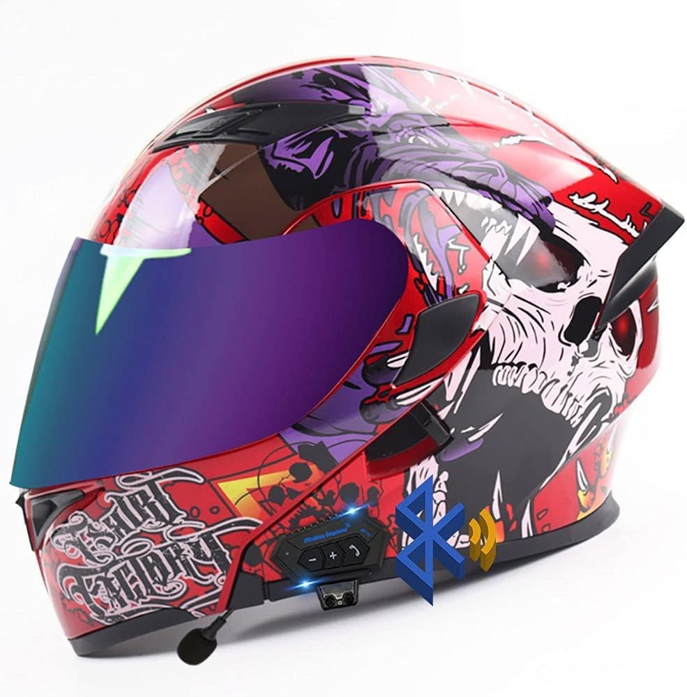 Casque moto modulaire Bluetooth ti-collision flip de sécurité taille M