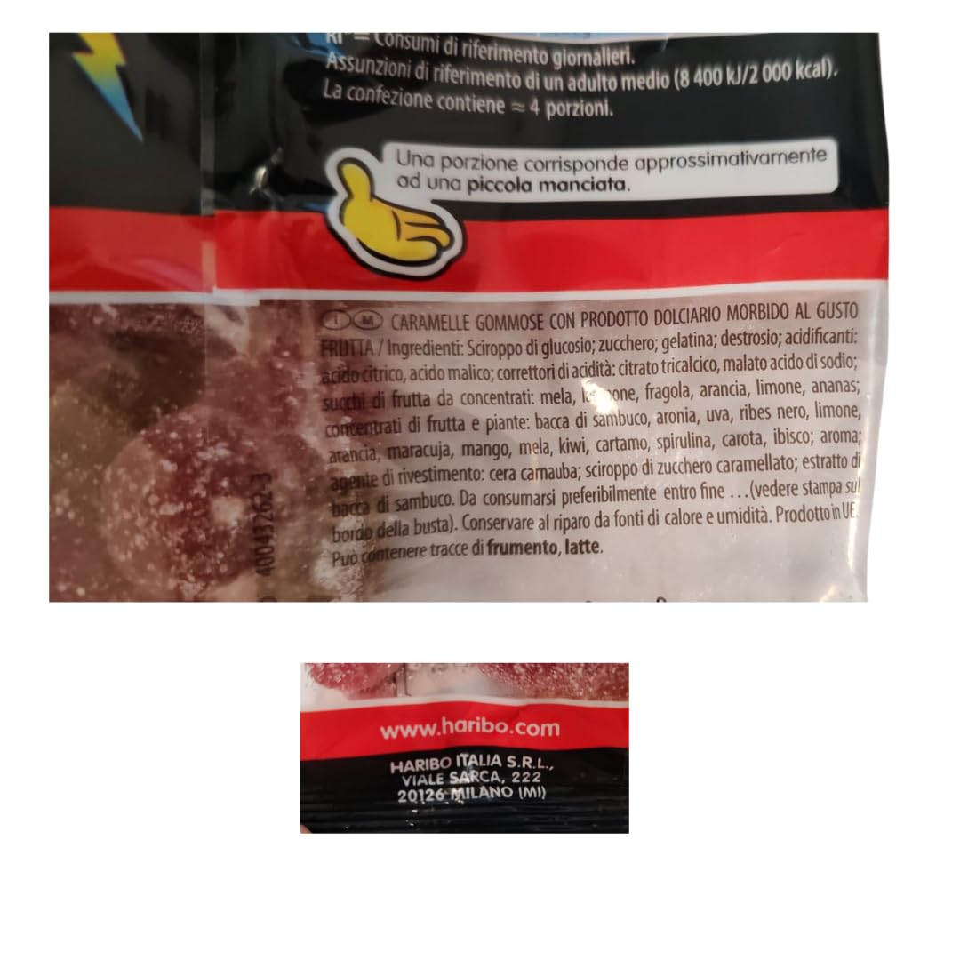 Caramella Gommose Frutta Haribo Frizzi Mix 30 Bustine da 90 g Gusti Assortiti