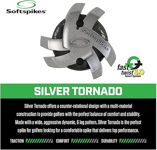 Miniatura 6 de Softspikes Silver Tornado - Púas de golf Fast Twist 3.0, platanegro, 18 unidades