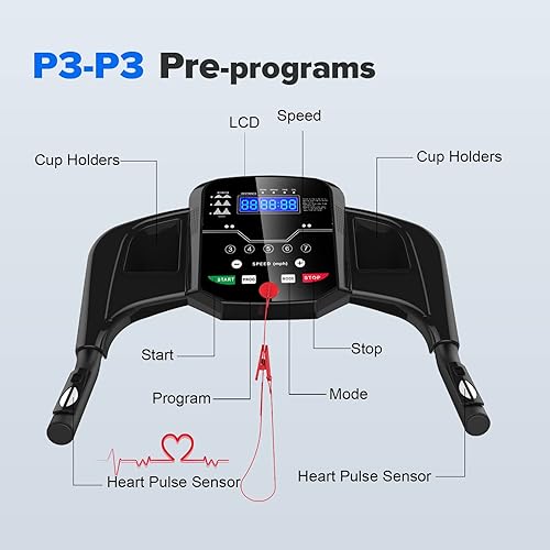 Miniatura 3 de Caminadora plegable con inclinación, cintas de correr eléctricas plegables para el hogar y la oficina, máquina portátil para hacer ejercicio con
