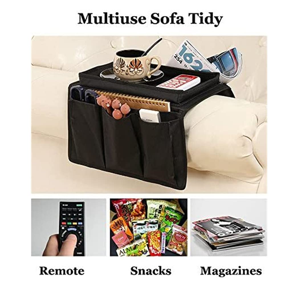 FrutPunch Vassoio Portatutto 6-in-1 Per Divano - Con Cassetto E Supporto Telefono Girevole 360°, Porta Bevande, Snack, Telecomandi - 5