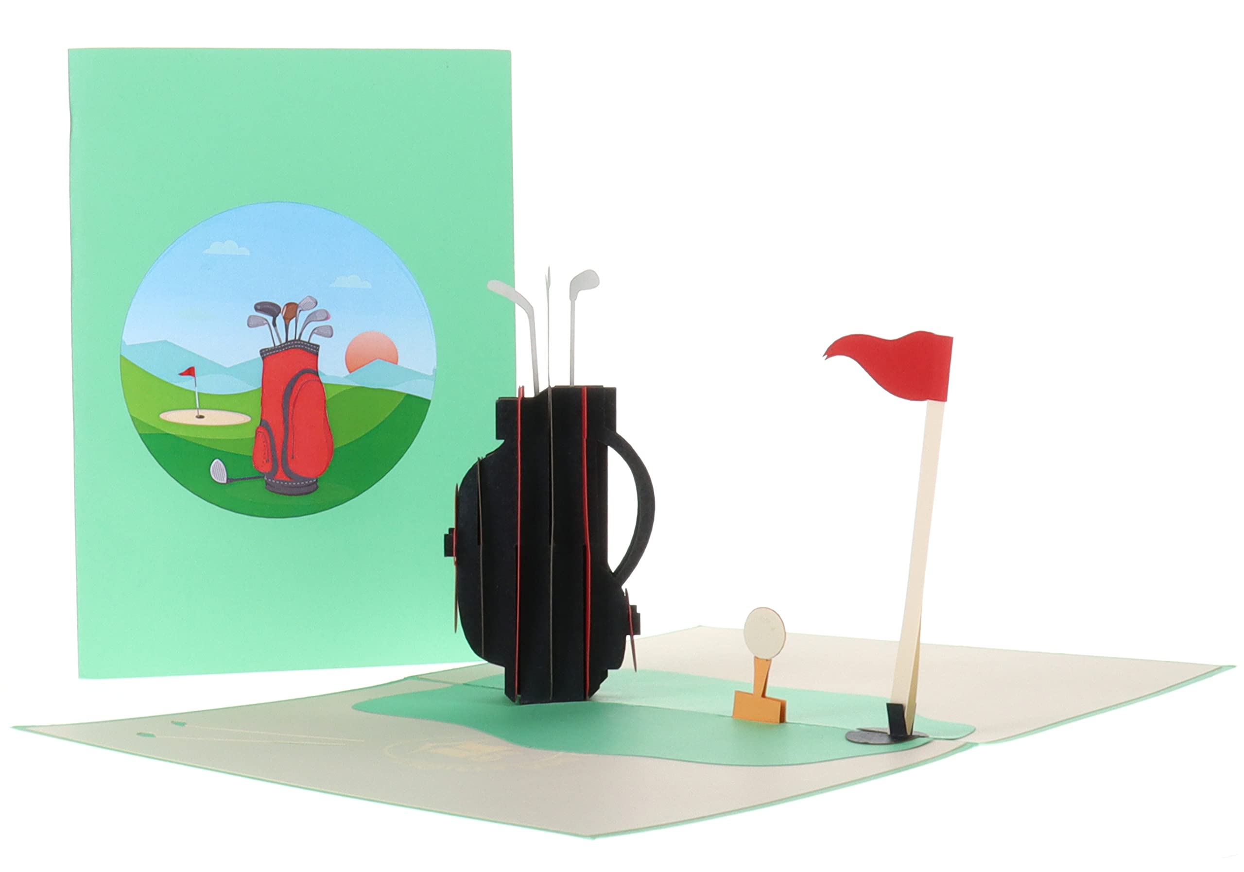 iGifts And Cards Perfect Tee Time 3D Pop Up Greeting Card - Hole in One, Cool Putter, Putting Green, Happy Birthday, Awesome Golf Retirement, Father's