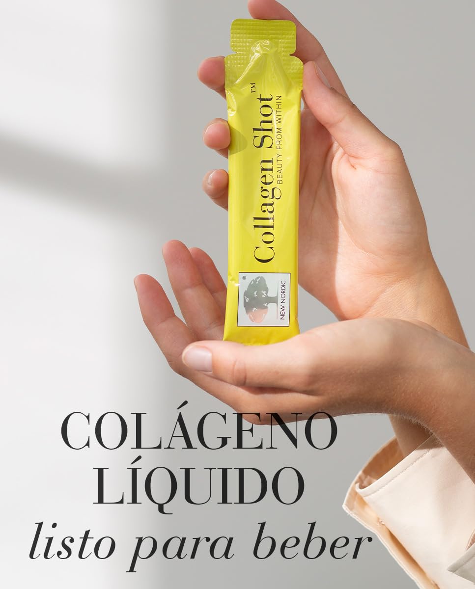 New Nordic Collagen Shot | Colágeno Líquido | Vitamina C | Biotina | Sabor Frutas del Bosque | 15 Sobres | Suplemento Alimenticio | Natural
