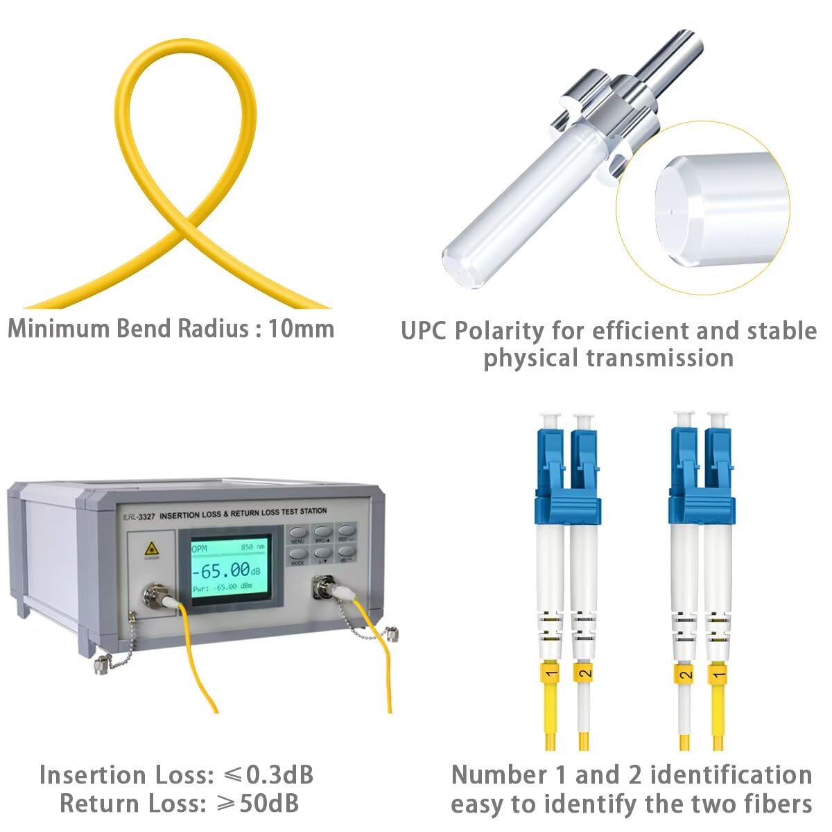 OS2 LC to LC Single Mode Fiber Patch Cables 0.66ft/0.2m-8PACK, SM Singlemode Fiber Optic Cable 10G SMF LSZH Duplex 9/125μm OD 2.0mm, 𝙍𝙖𝙢𝙗𝙤𝘾𝙖𝙗𝙡𝙚𝙨