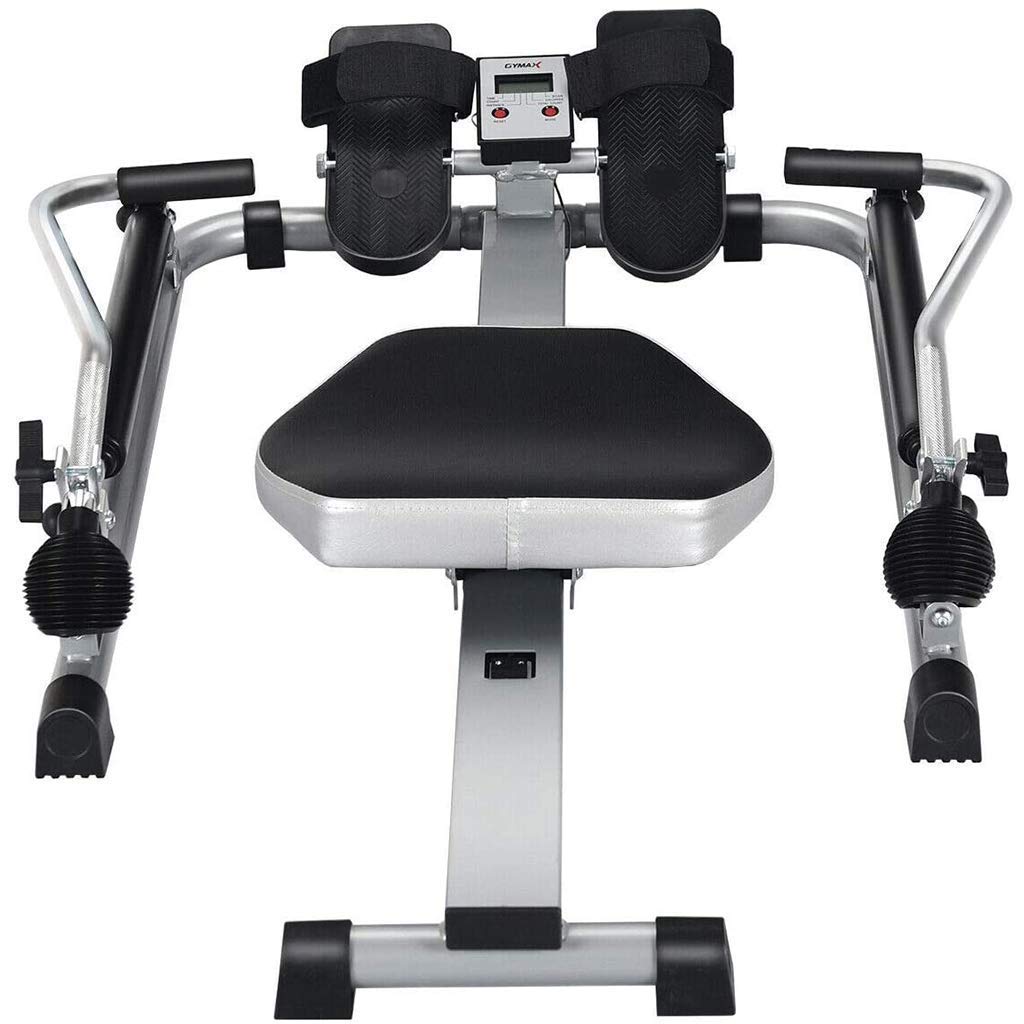 Sprzęt fitness składane maszyny do wiosłowania fitness domowa siłownia wioślarz rower W/regulowany podwójny opór hydrauliczny, monitor fitness LCD, wewnętrzny wielofunkcyjny rząd