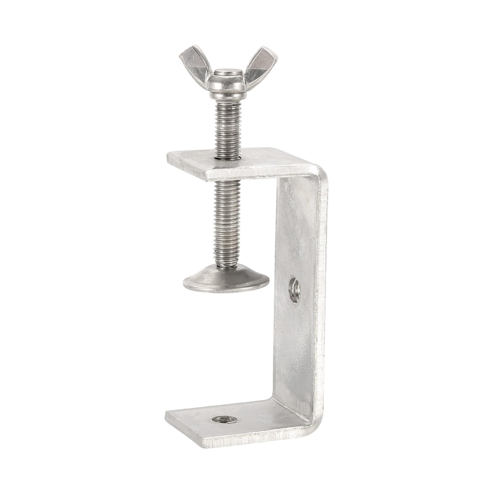 sourcing map 304 Stainless Steel C Clamps 75mm Square Mini Tiger Clamp Adjustable Heavy Duty Metal U Clip with Butterfly Screws for Woodworking Welding Mounting, Silver