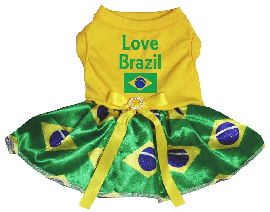 Robe tutu pour chien drapeau Brésil jaune taille L vêtement canin original