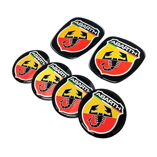 Kit 6 Adesivos Emblemas Abarth Fiat Novo Palio 2012 Até 2017