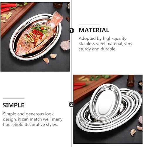 Miniatura 4 de Cabilock 1 plato de decoración de boda cacerola de inducción servidor pescado simple bandeja de metal para servir plato de fiesta con tapa, platos