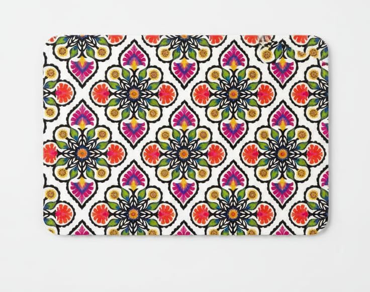 Image of Shivor Decorative Mandala Mouse Pad | White Floral Printed Desk Mat | Smooth Cloth Surface | Non Slip Rubber Base Stability | Reinforced Stitched Edges | for Office Home Study Gaming Setup