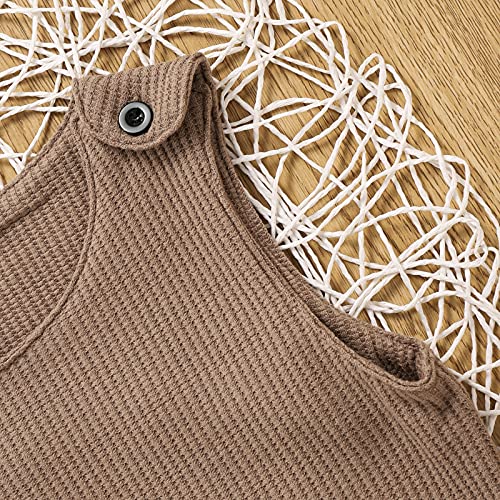 Brilliantme Toddler Kids Baby Boy Girls One Piece Romper Jumpsuit Knitted Overall Sleeveless Clothing Round Neck Bodysuit For 2-7 Years (Coffee, 3-4T) #TOP3