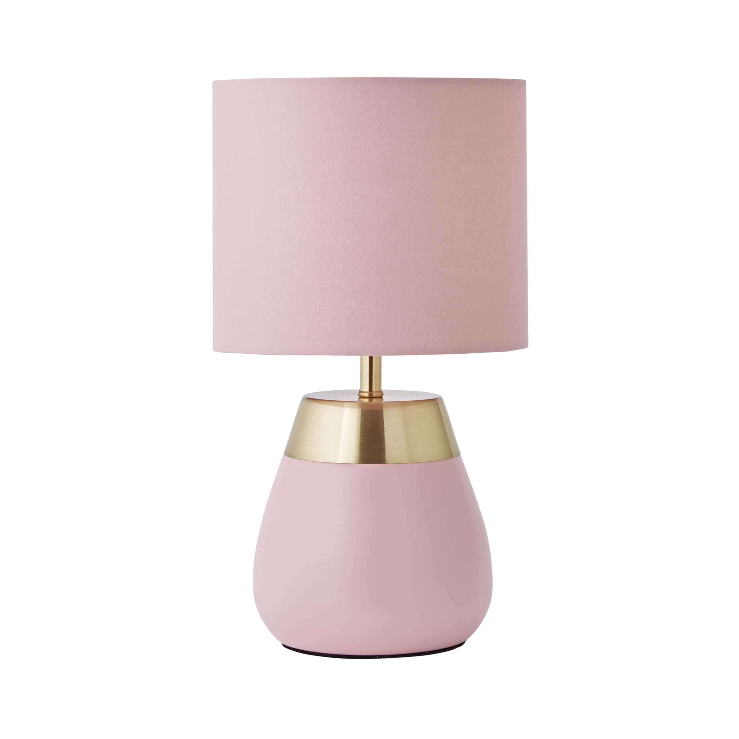 Valuelights Pale Pink Hurst Bulbous Touch Table Lamp With Drum Lamp Shade & Bulb In