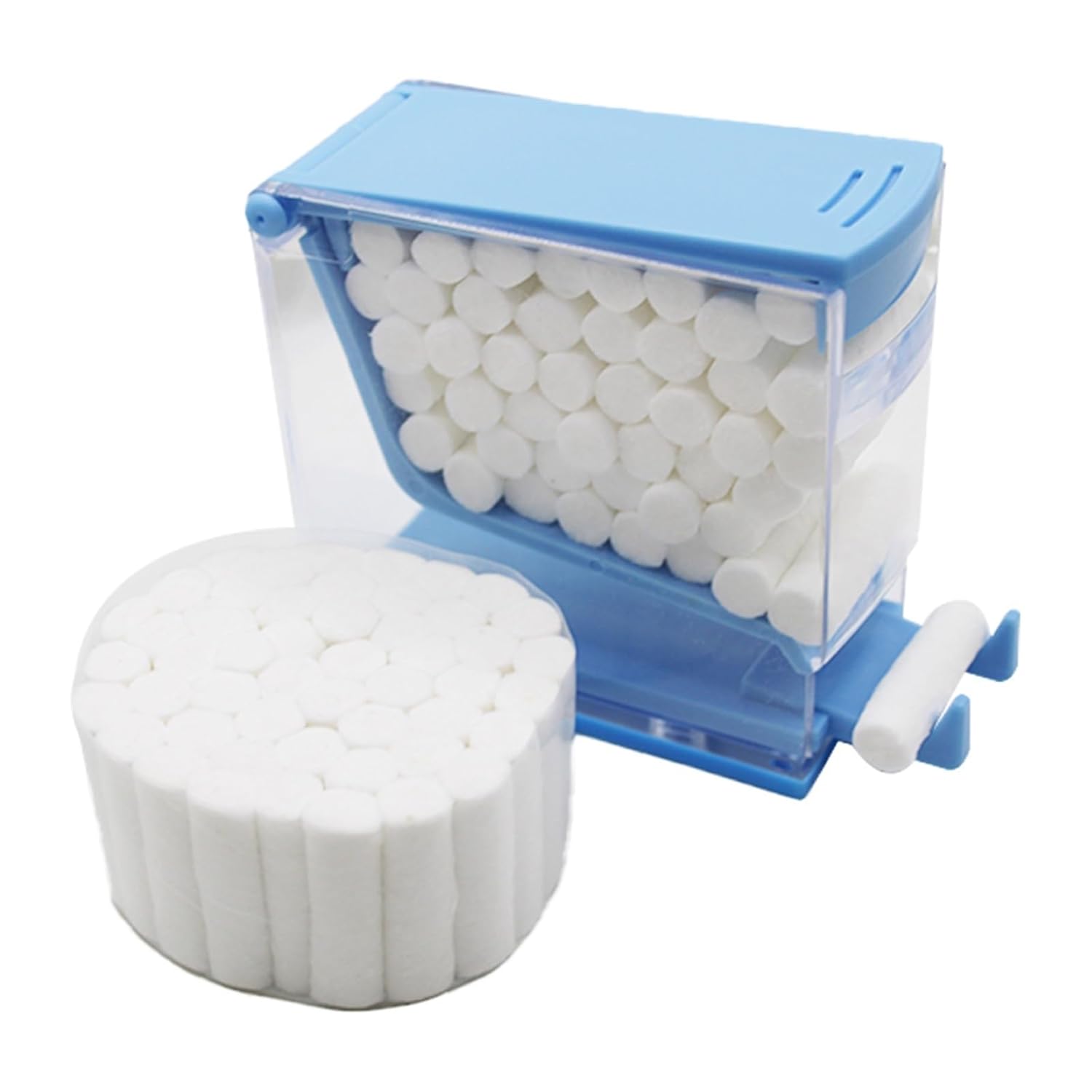 Cotton Roll Dispenser Hygienic Divider Dental Cotton Roll Dispenser Holder Press Type Box Swab Storage Dentistry Organizer Accessories Lab Supplies(Blue)