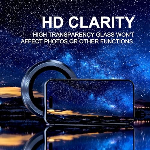Image of Choiche Camera Lens Protector Compatible for iPhone 17 Pro 6.3-Inch and iPhone 17 Pro Max 6.9-Inch, 9H Tempered Glass Metal Individual Ring Cover, Easy Installation Tray, HD Clear, 1 Set (Blue)