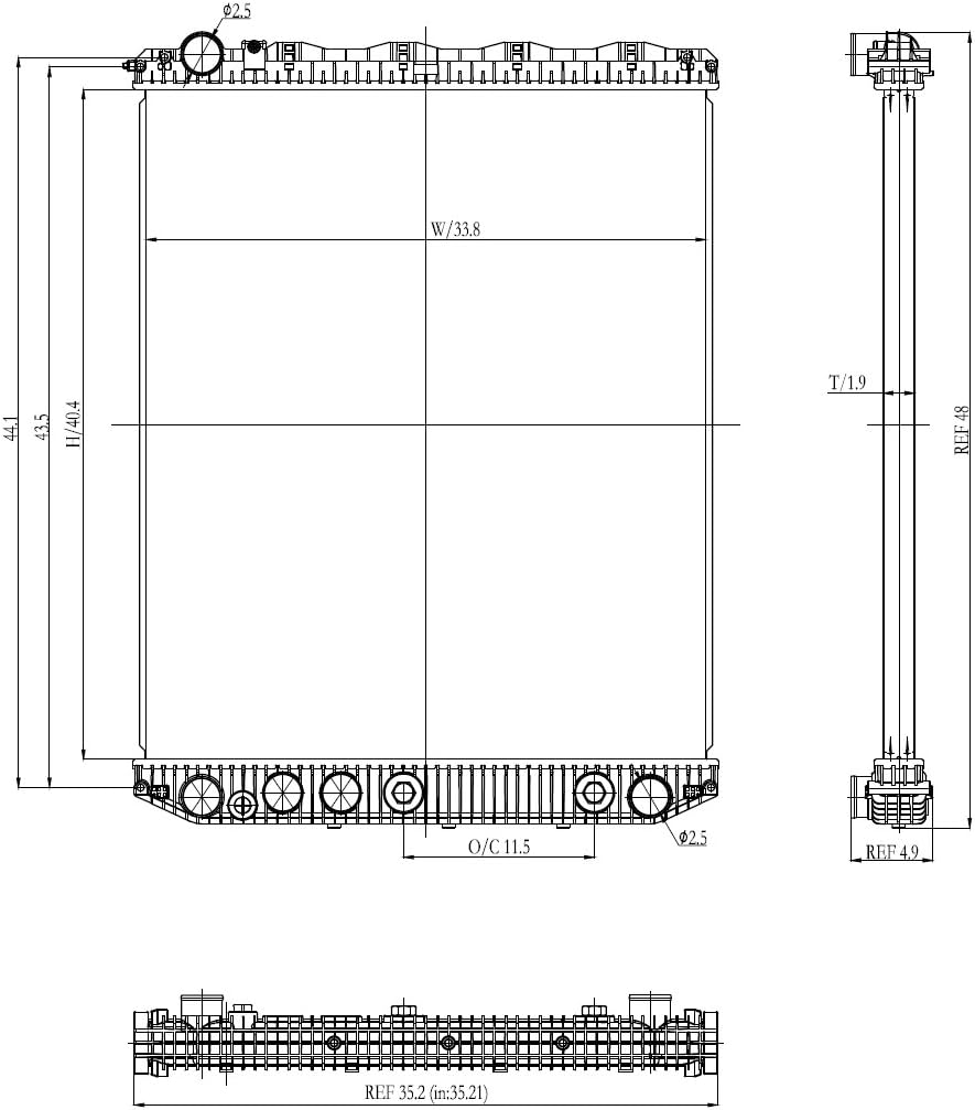 Sunbelt Heavy Duty Radiator Compatible with Mack, Volvo CXU, Granite, VAH, VHD, VNL, VNM, VNX, Vision 2008-2018 12.8L, 10.8L, 12.1L, 14.9L, 16.1L, 8.9L, 11.9L