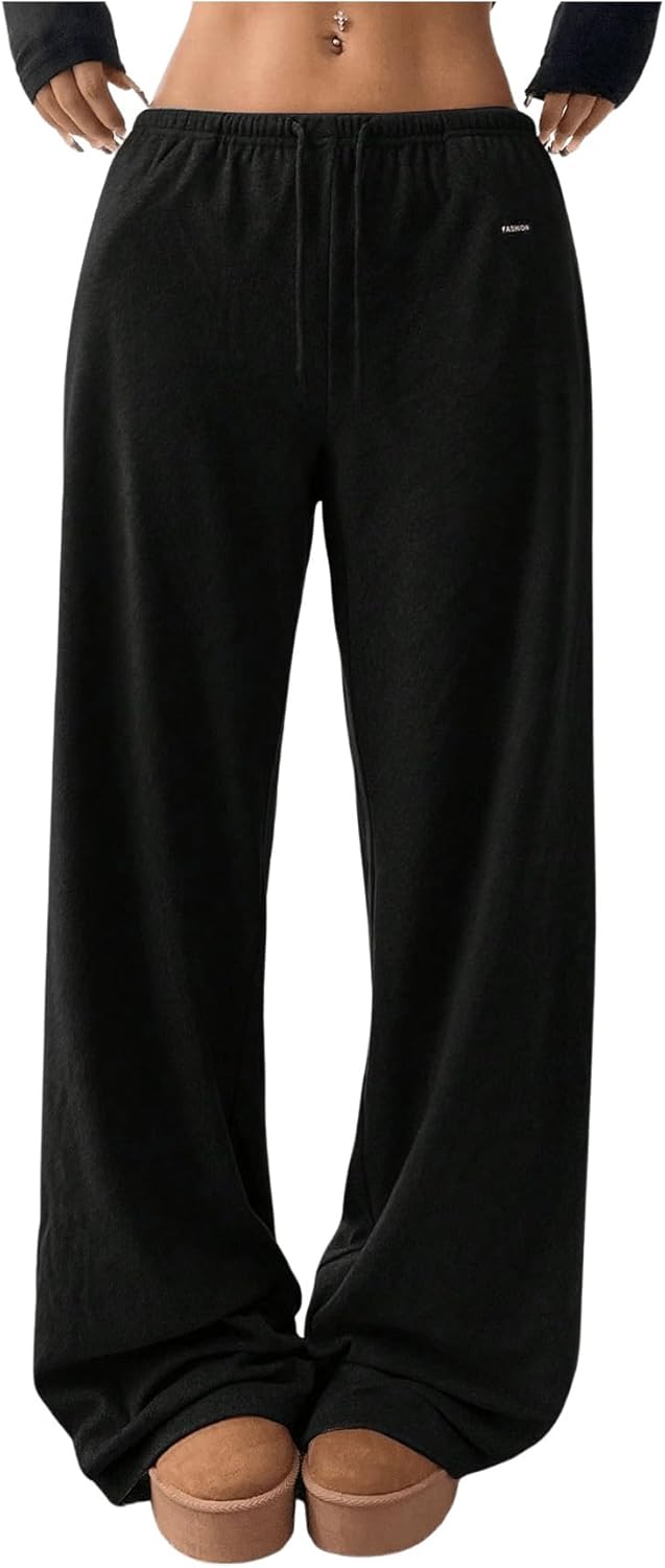 SOLY HUX Women's Drawstring Sweatpants Low Rise Baggy Wide Leg Pants with Pockets