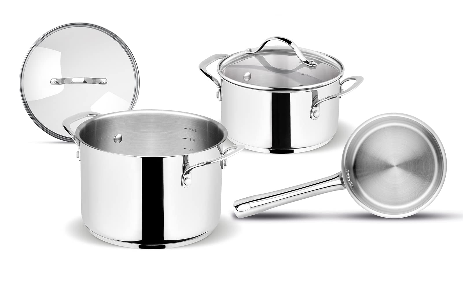 Giannini Gustosa Set 5 pezzi Acciaio Inox Fondo triplo strato Adatta all'induzione