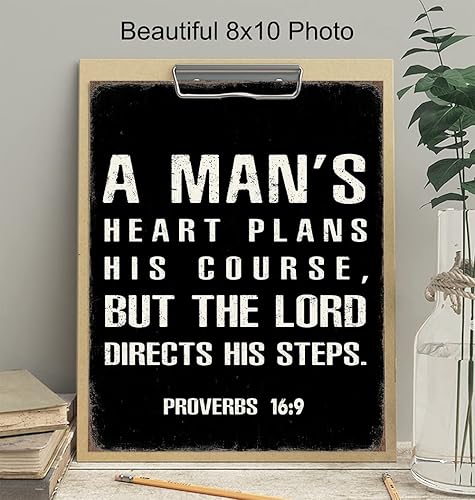 Vista 3 de Christian Gifts for Men Decor - Religious Wall Art - Bible Verses Holy Scripture Psalms - Catholic Gifts for Pastor, Ordained Minister - God Wall