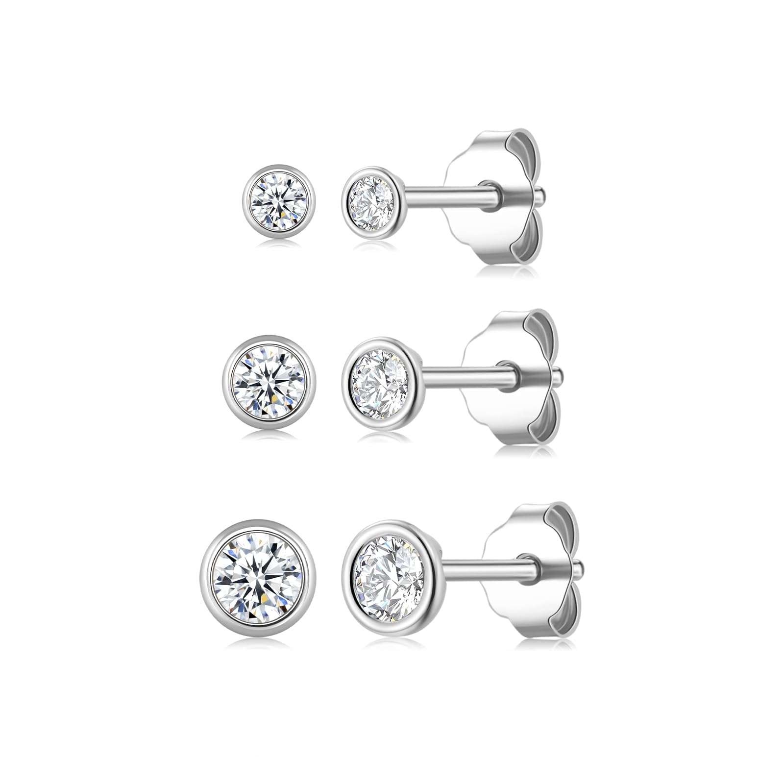 Ecripe 925 Sterling Silber Ohrstecker, Hypoallergene Cubic Zirkonia Ohrstecker Silber für Frauen, Funkelnde Ohrläppchen Knorpel Ohrringe