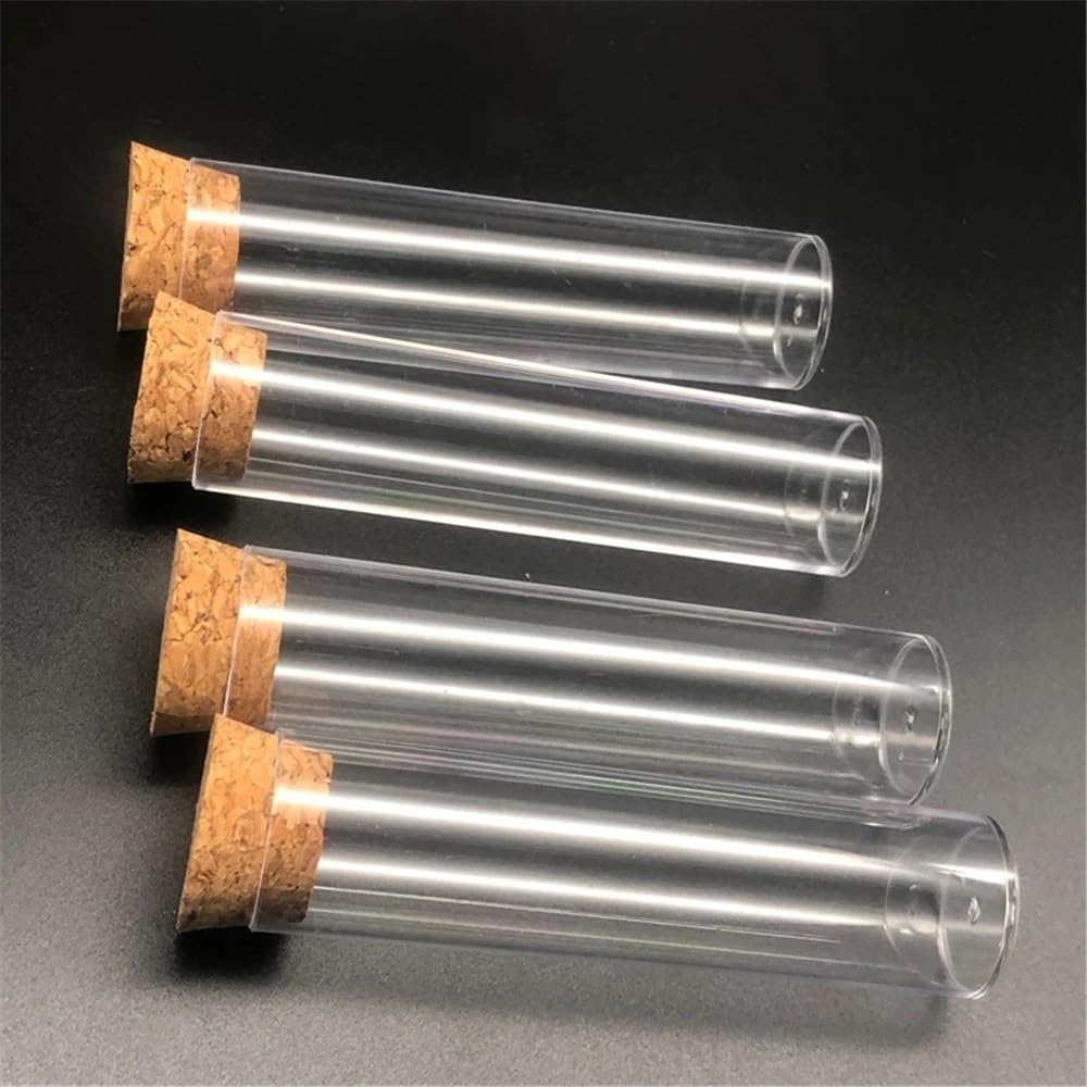 Attrezzature e forniture di laboratorio 50 pezzi/confezione 25 * 95mm Provetta in plastica trasparente con fondo piatto da tè tappo di sughero