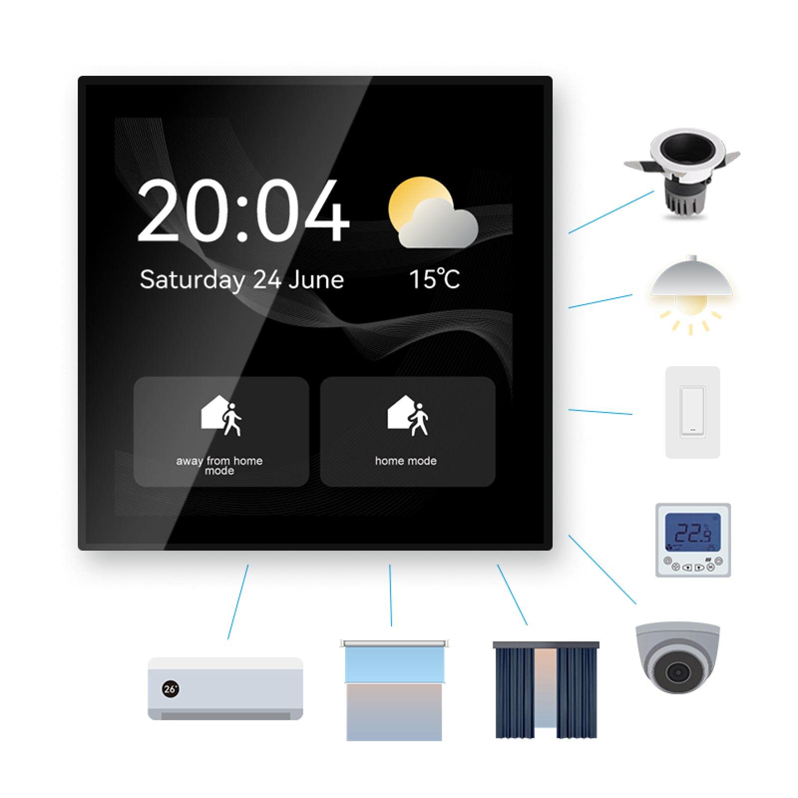ZYWUOY Panneau De Contrôle Tactile Tuya Multifonction, Panneau De Contrôle pour Maison Intelligente avec écran LCD, Commutateur De Scène Intelligente, Hub Zigbee Intégré