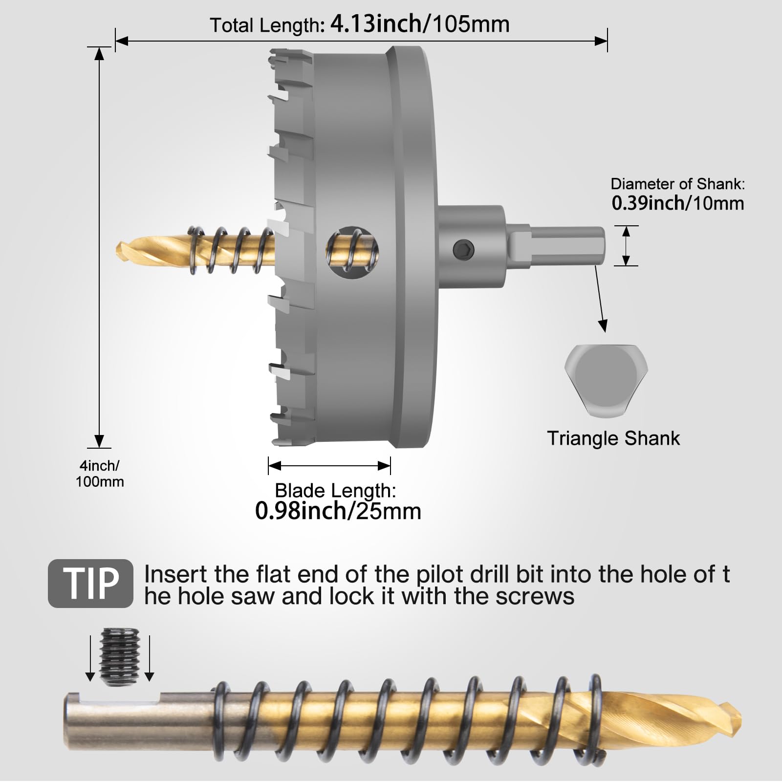100mm Brocas Corona Perforadora Metal, Lytool T.C.T Broca para Sierra Perforadora con Punta para Chapa de Acero Inoxidable, Metal, Aleación, Hierro, Madera