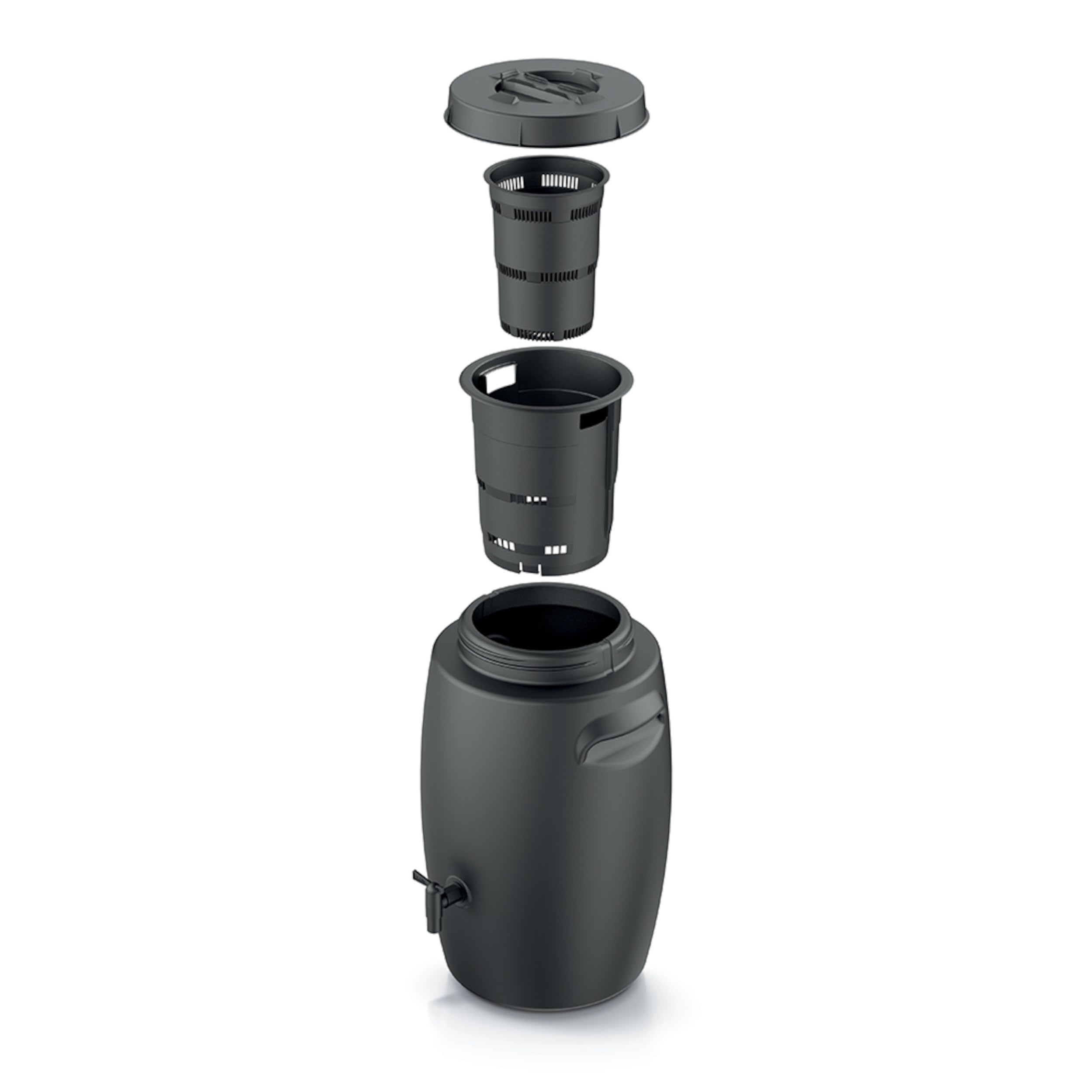 Bac à compost bio pour la production d'engrais avec robinet, 55 l, noir, anthracite, composteur pour déchets biologiques