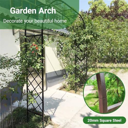 Metal Garden Arch Pergola Arbor for Climbing Plants - 7.5ft High, 4.6ft Wide, Durable Green Steel Frame, Perfect Outdoor Décor for Garden Pathways and Events