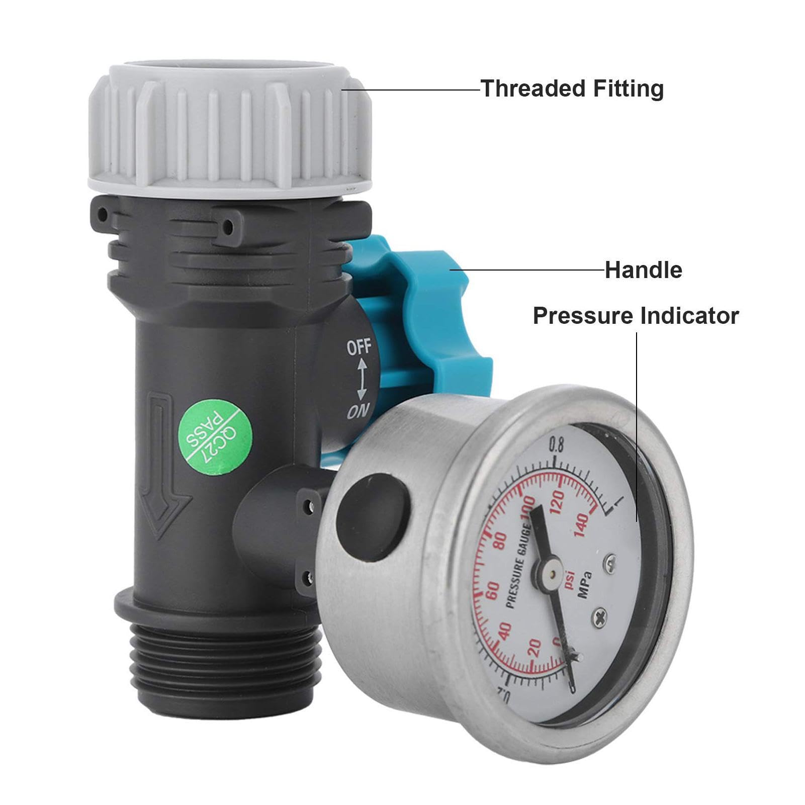 Régulateur de pression d'eau pour la maison – Manomètre réglable – Régulateur de pression d'eau convivial pour tuyau d'arrosage et usage domestique