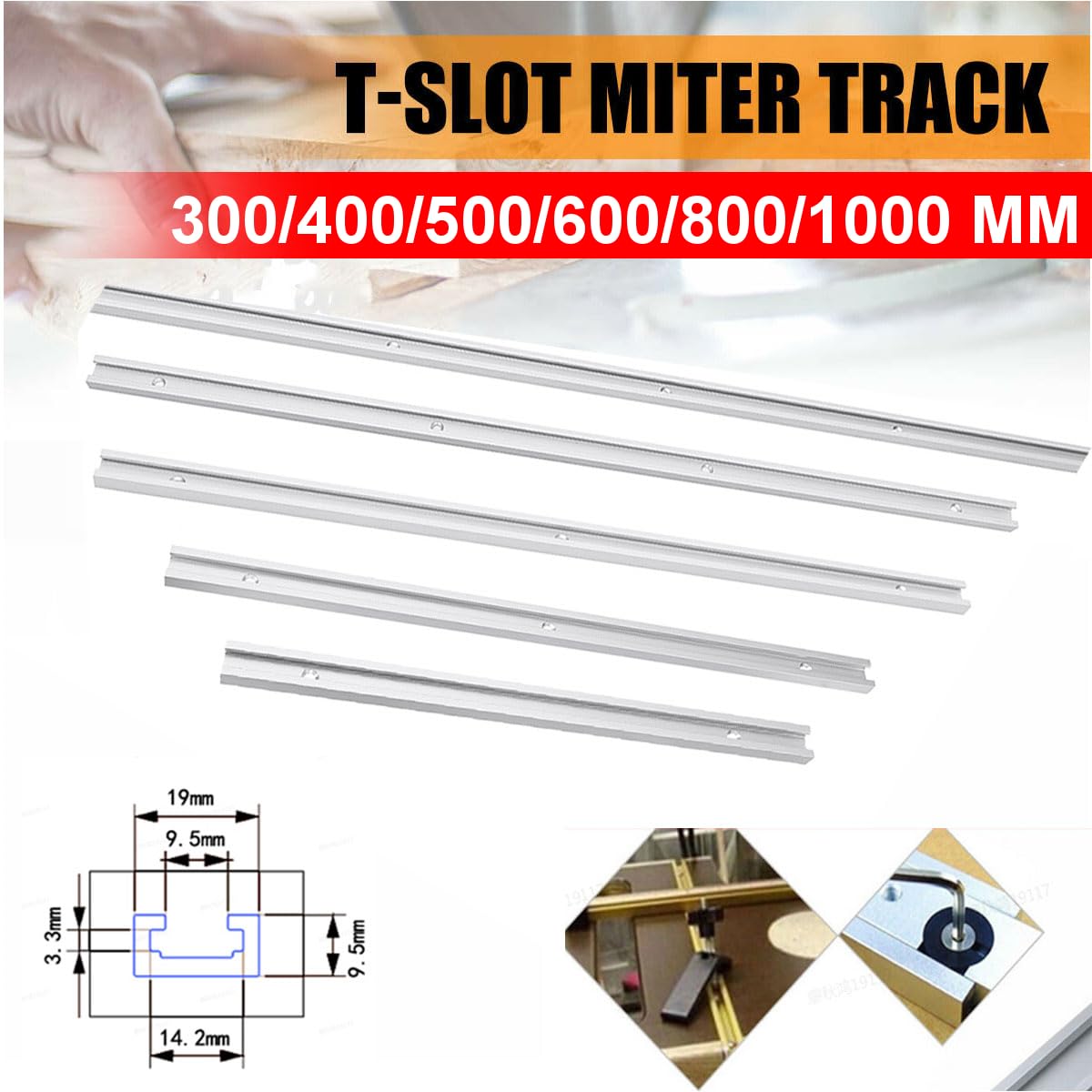 VIDOO Ranura T Rieles Herramienta Plantilla Inglete para Mesa Fresadora-800mm