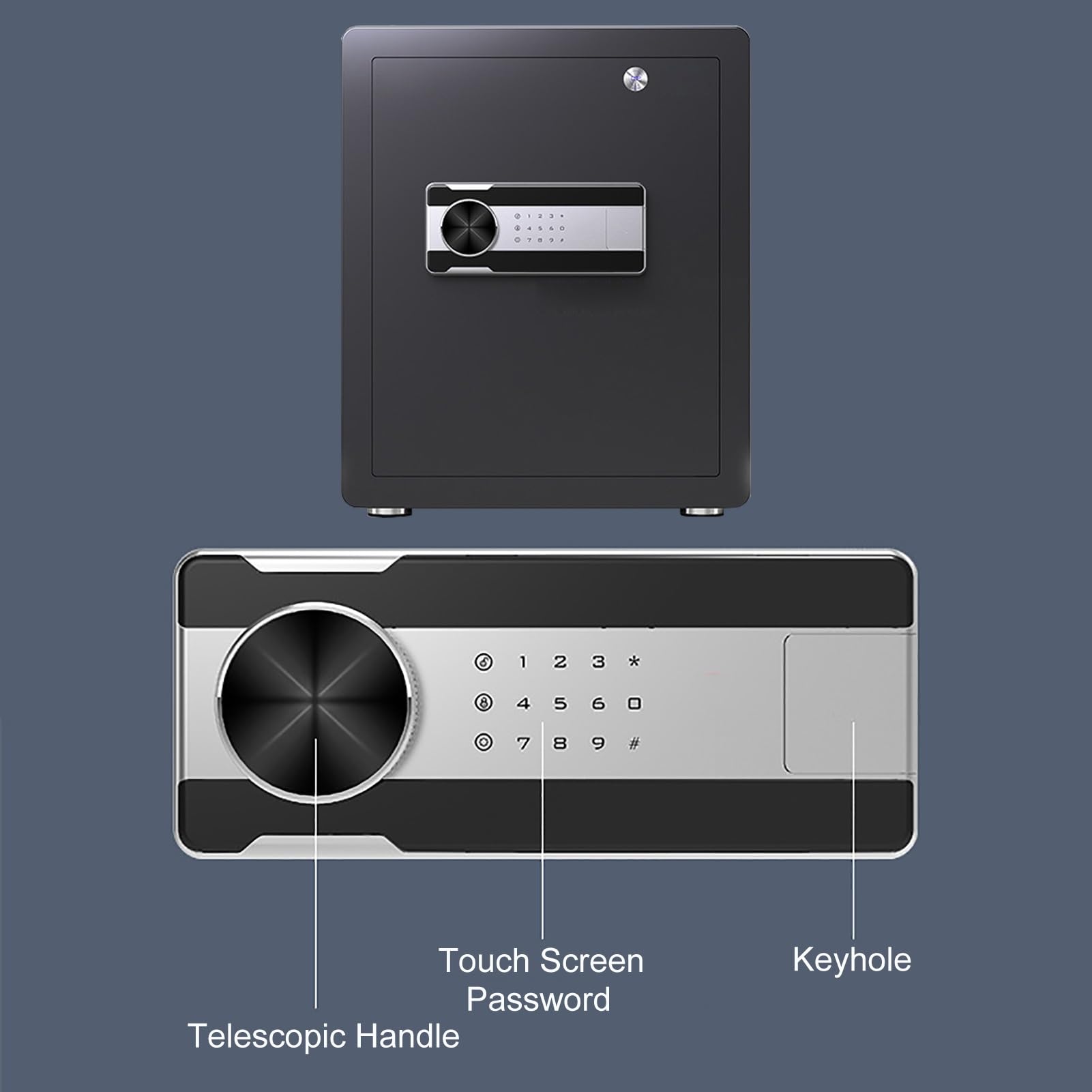 Caja Fuerte Digital ignífuga con Llave, Estante extraíble para el hogar, la Oficina y el Hotel, Ideal para Guardar Dinero, Efectivo, Joyas y Armas.