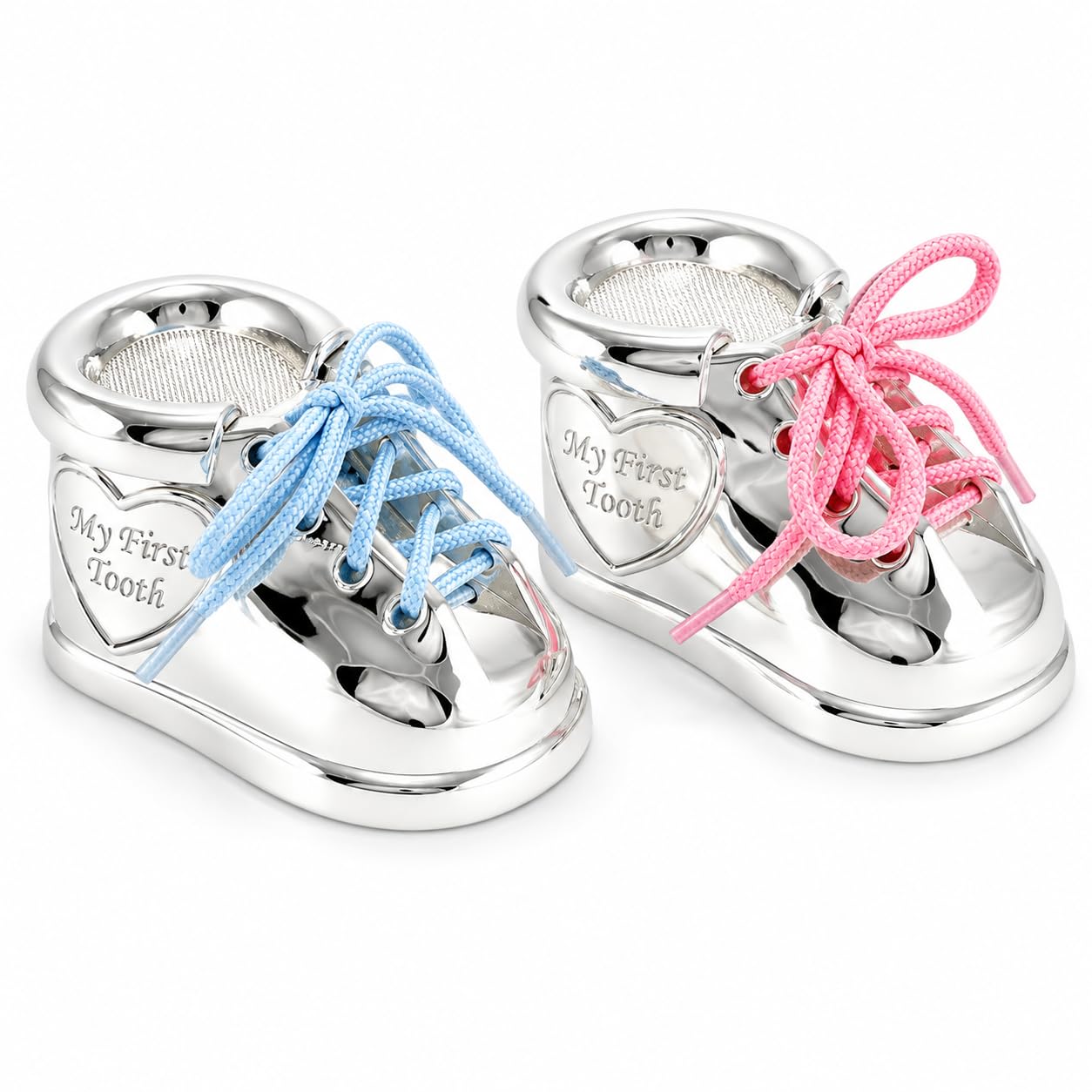 Lot de 2 boîtes à dents et boîtes à boucles pour bébé - Plaqué argent